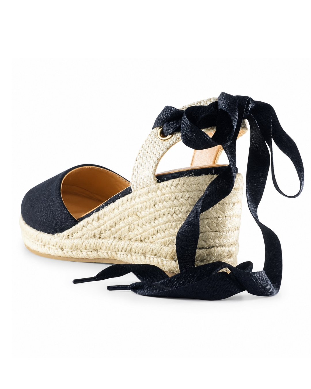 Alpargata negra de SanMiguelShoesmx con suela de yute y diseño clásico, perfecta para un estilo casual y cómodo.