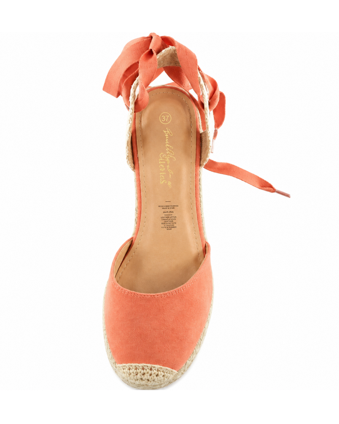 Alpargata Peach de SanMiguelShoesmx, calzado cómodo de lona en tono durazno con suela de yute, vista frontal sobre fondo blanco.