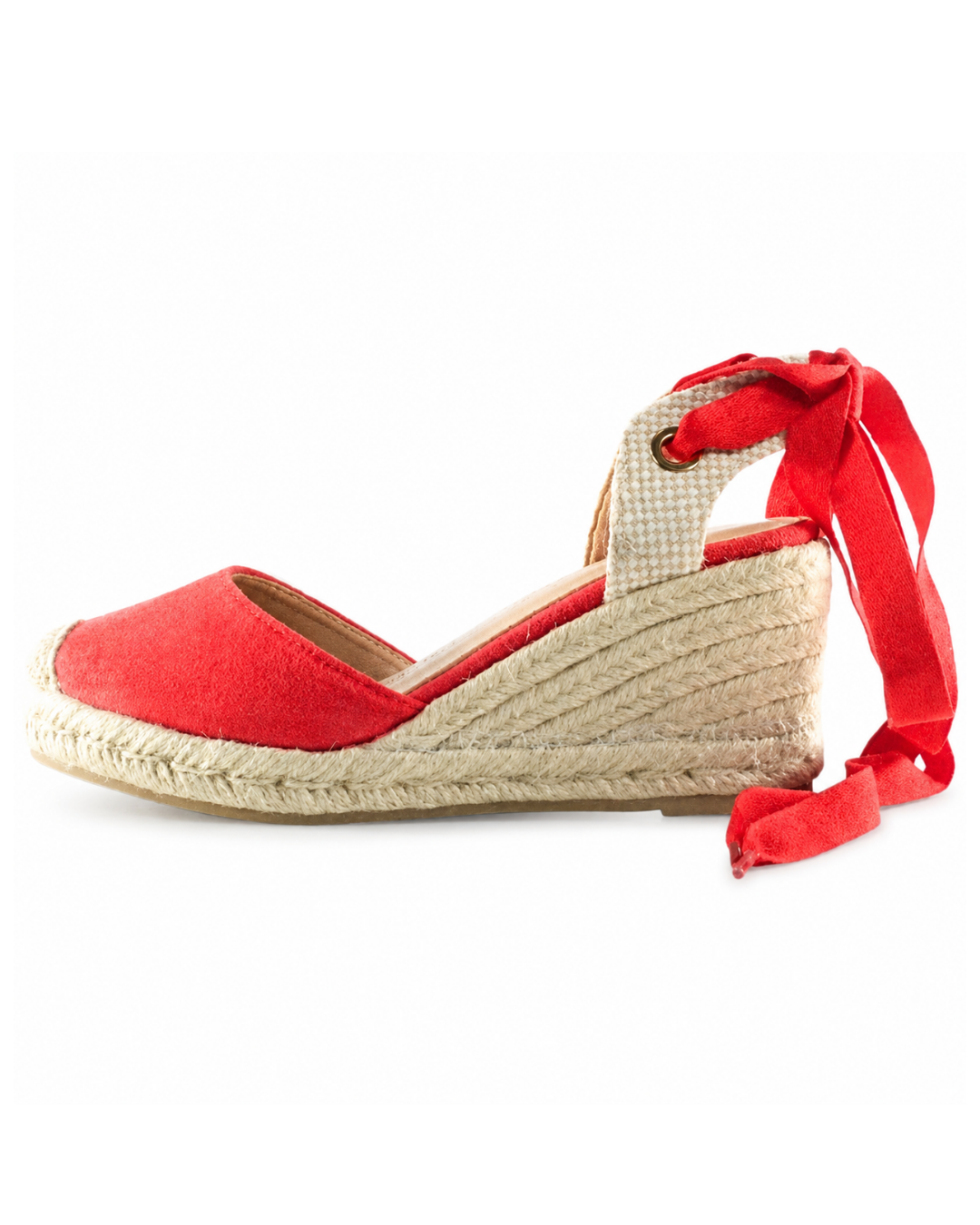 Alpargata color rojo de SanMiguelShoesmx mostrada en una imagen con detalles de la textura y diseño cómodo.