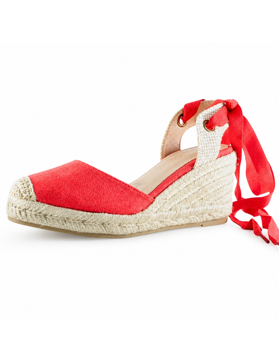 Alpargata color rojo de SanMiguelShoesmx mostrada en la imagen, con detalles de tela y suelas de yute.