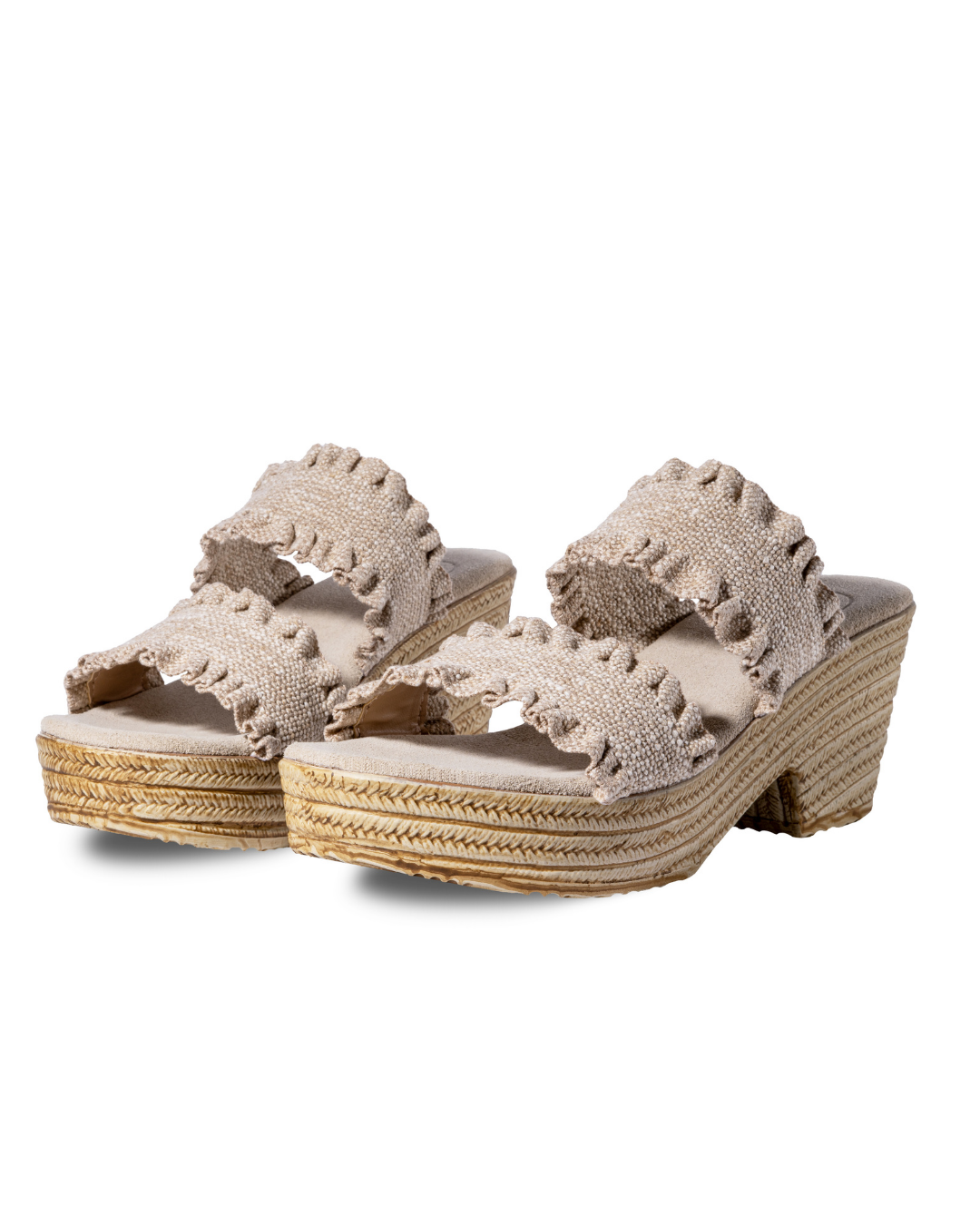 Zapatos Miranda Lino Olán de SanMiguelShoesmx, modelo de tela de lino en color claro con detalles elegantes y cómodos.
