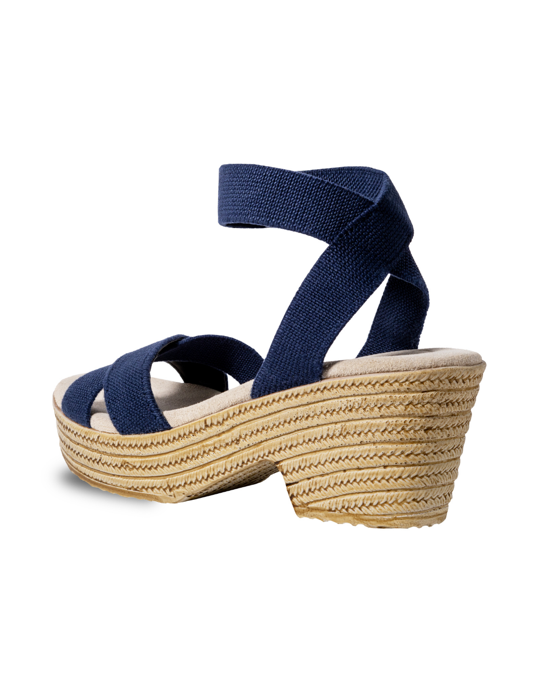 Zapatos Daliah Marino de SanMiguelShoesmx, vista lateral de sandalias con tiras y suela plana en color marino.
