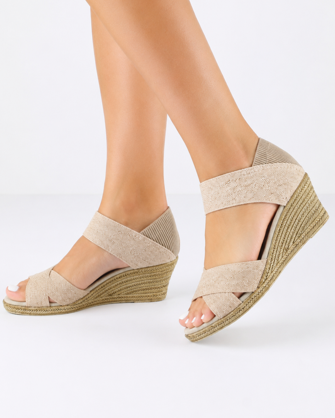 Zapatos Alba Lino de SanMiguelShoesmx, vista lateral mostrando diseño en color beige y detalles de textura en el material.