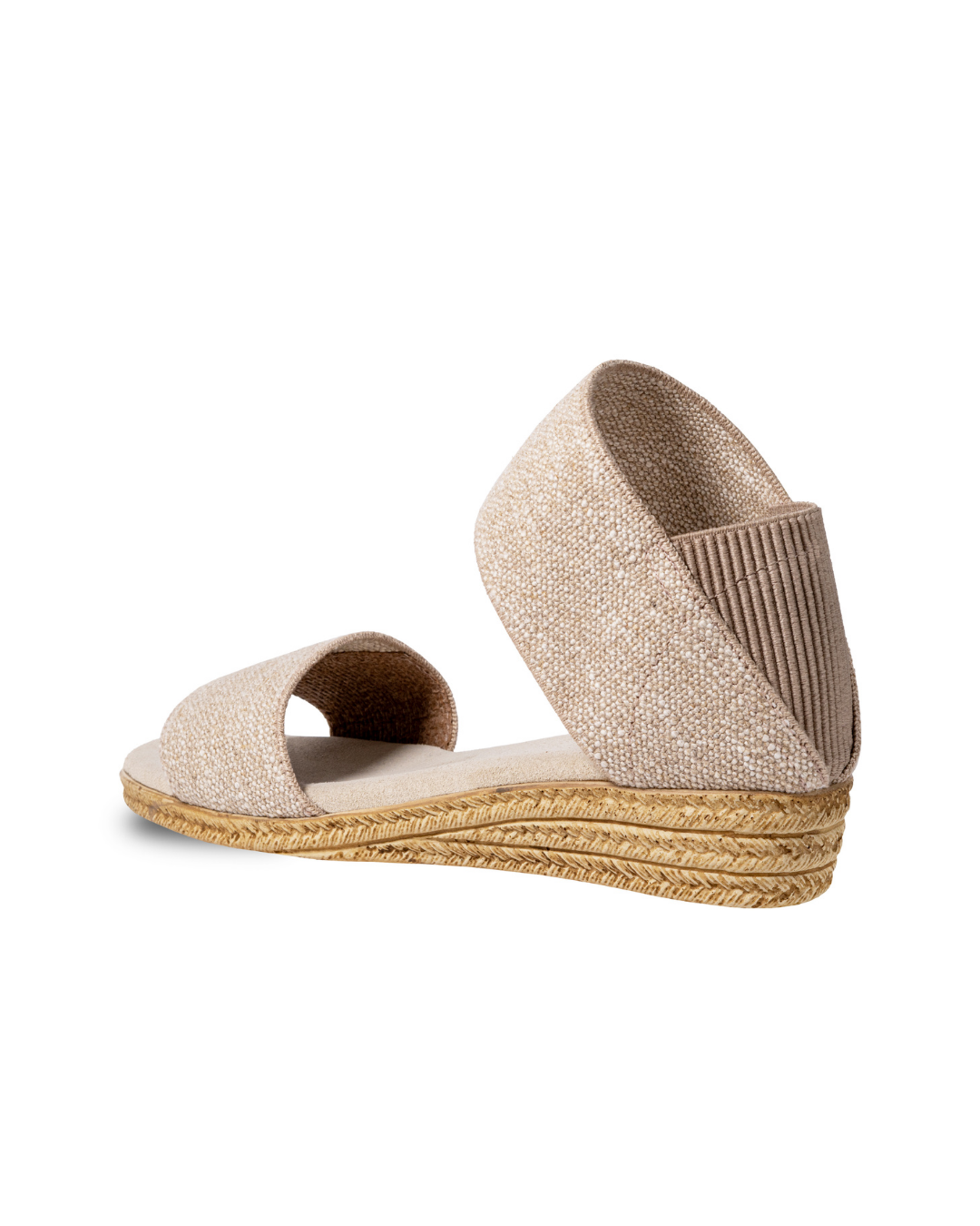 Zapatos Janie Lino de SanMiguelShoesmx, sandalias de tiras con suela de yute y detalles en tela blanca, para mujer.