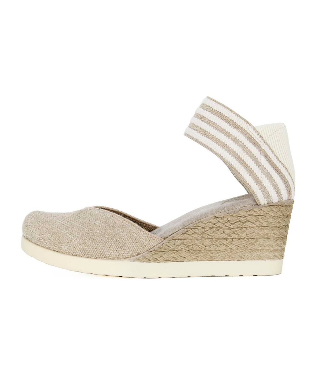 Zapatos de lino Vegas Lino de SanMiguelShoesmx, estilo elegante con detalles en lino azul y suela blanca visible en la imagen.
