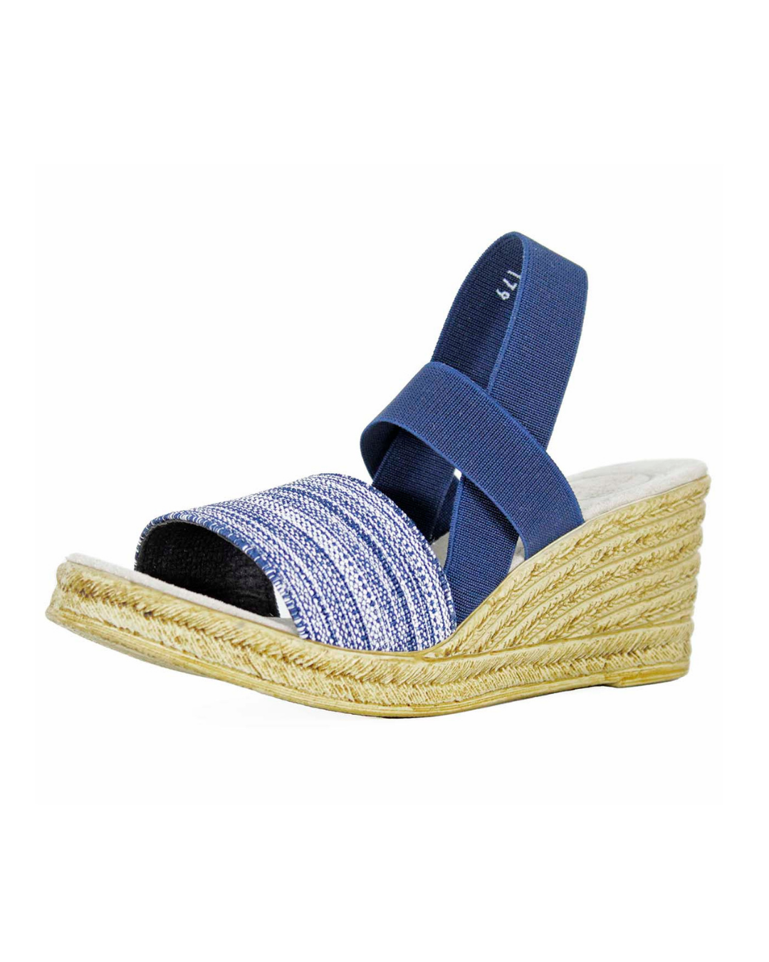 Balandra de mezclilla SanMiguelShoesmx con diseño casual y detalles en tela azul, vista frontal sobre fondo blanco.