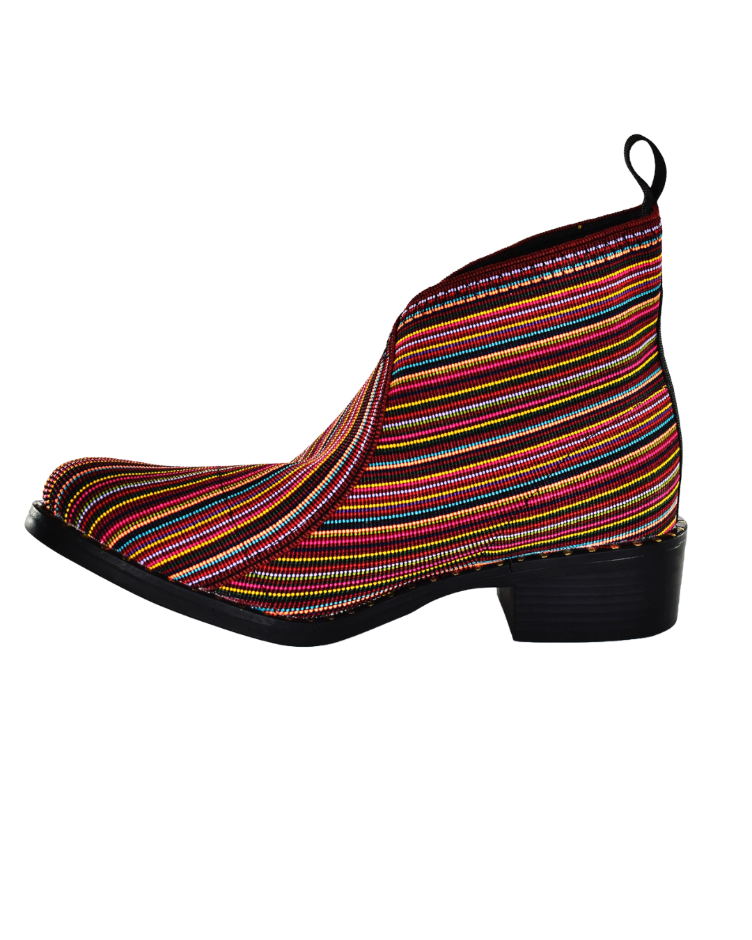 Zapatillas deportivas Barcelona Rojo Rayas de SanMiguelShoesmx, con diseño en rayas rojas y blancas y suelas blancas.