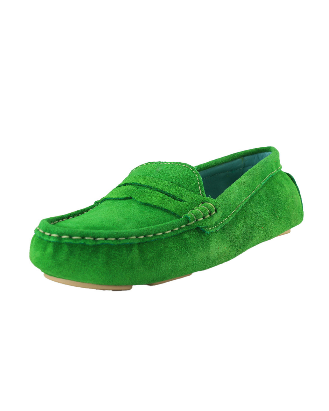 Zapatos tipo loafers verdes en piel de gamuza de SanMiguelShoesmx, calzado elegante y cómodo para hombre.