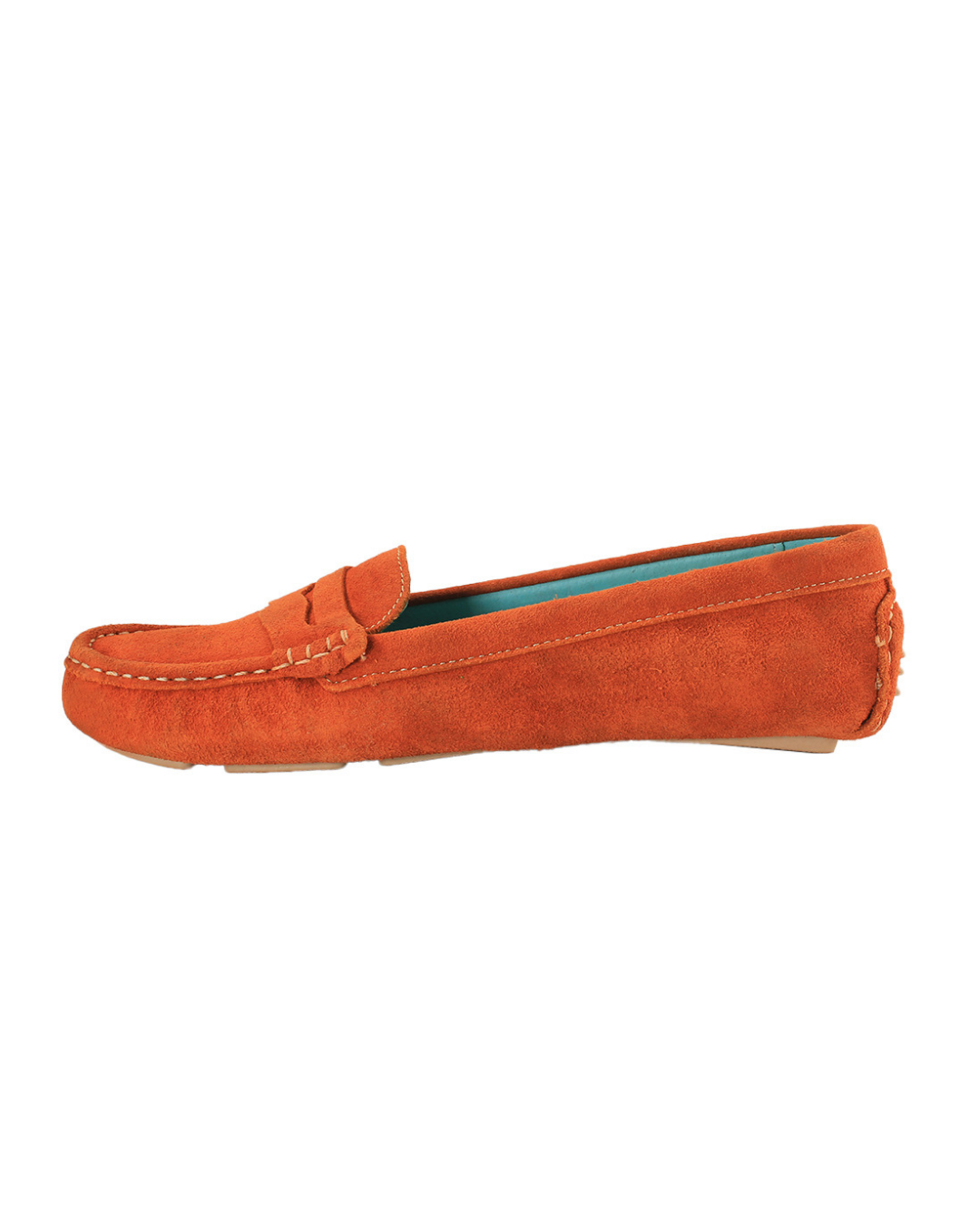 Mocasines naranjas de piel de gamuza de SanMiguelShoesmx, calzado elegante para hombre, con diseño cómodo y moderno.