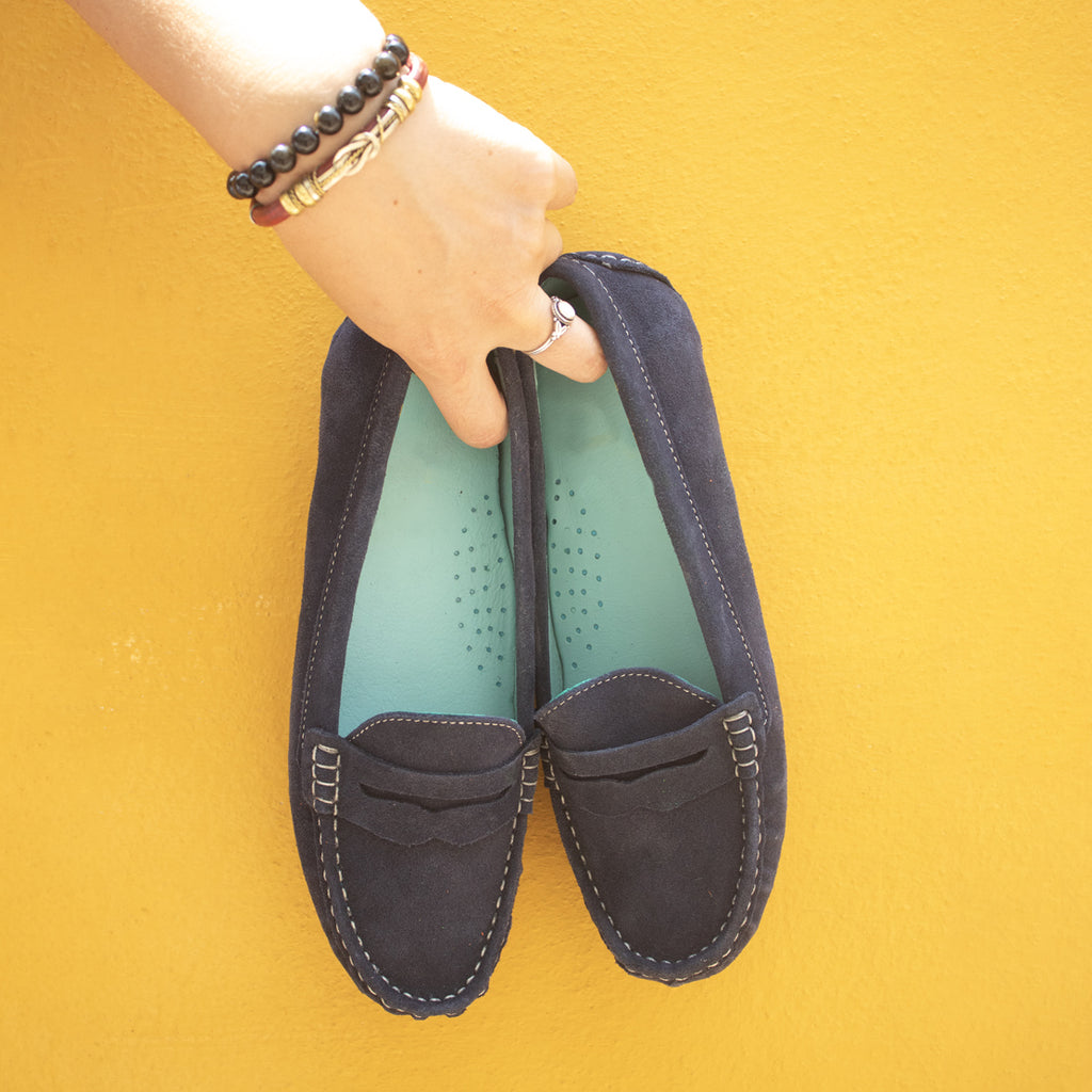 Loafers Azul Marino en Piel Gamuza
