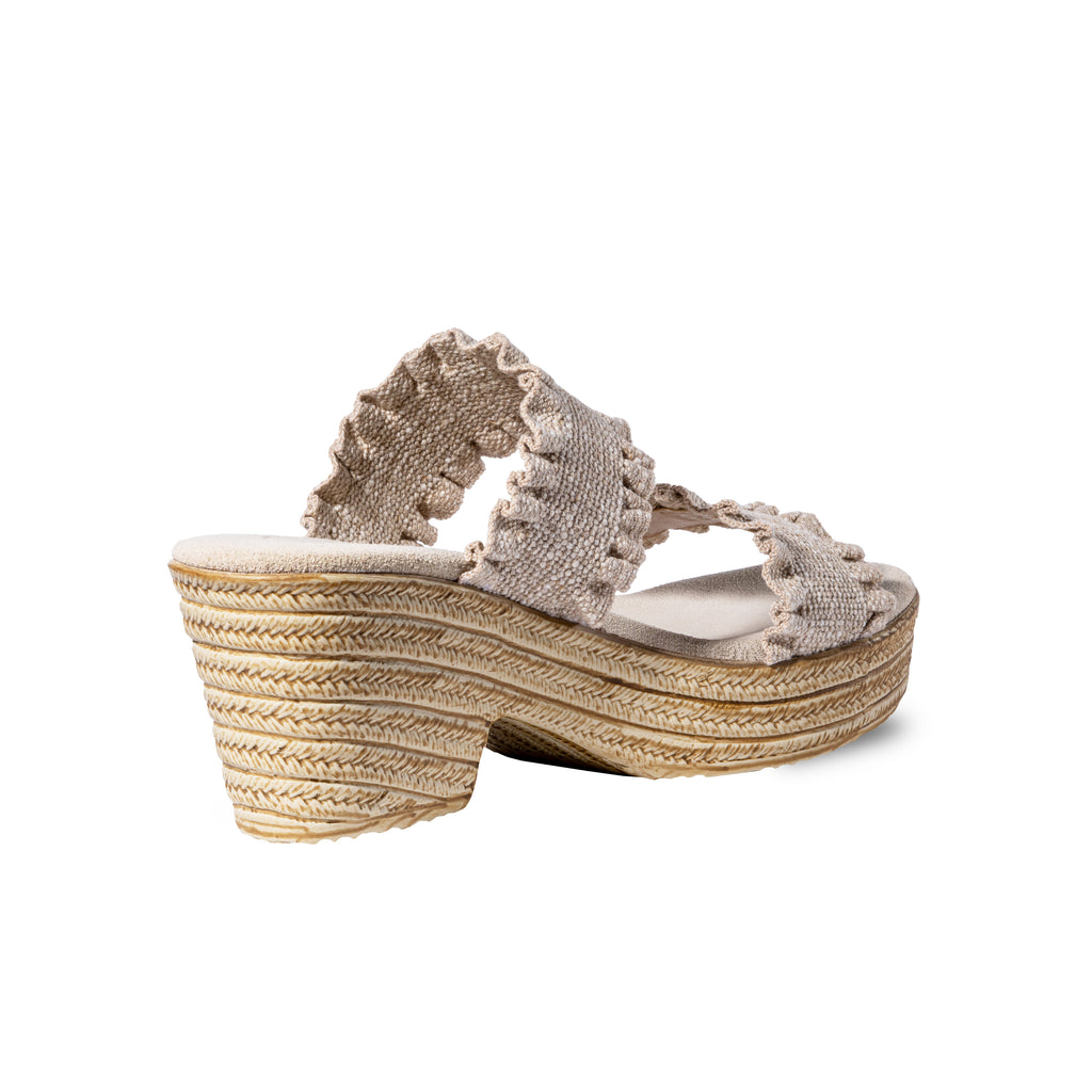 Zapatos Miranda Lino Olán de SanMiguelShoesmx, modelo de calzado de lino en color natural, con diseño elegante y cómodo.