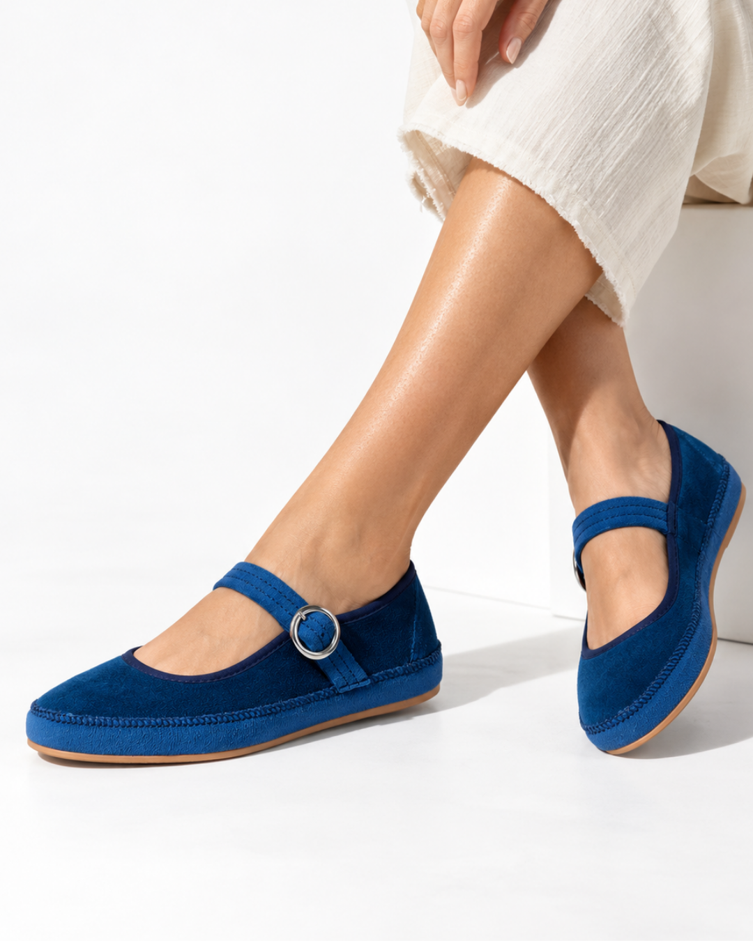 Balerina Polly azul zafiro de SanMiguelShoesMX vista lateral